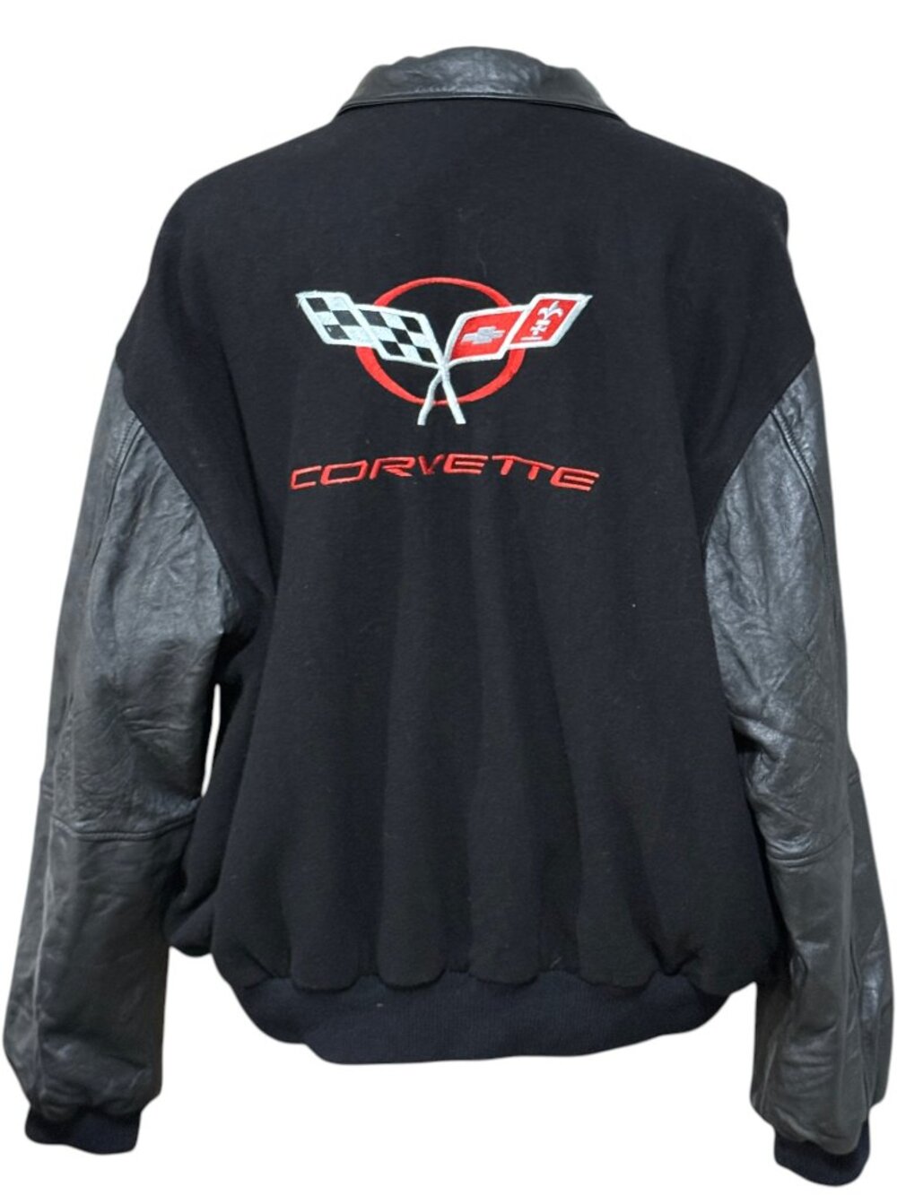Vintage CORVETTE Varsity / Bomber Jacket - Size 3XL - Wool W/ Leather Sleeves